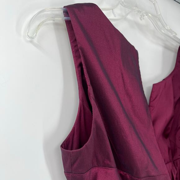 Adrianna Papell Satin Sheath Dress Sz 4 Magenta Shiny Ruching Cocktail Formal - Picture 11 of 14
